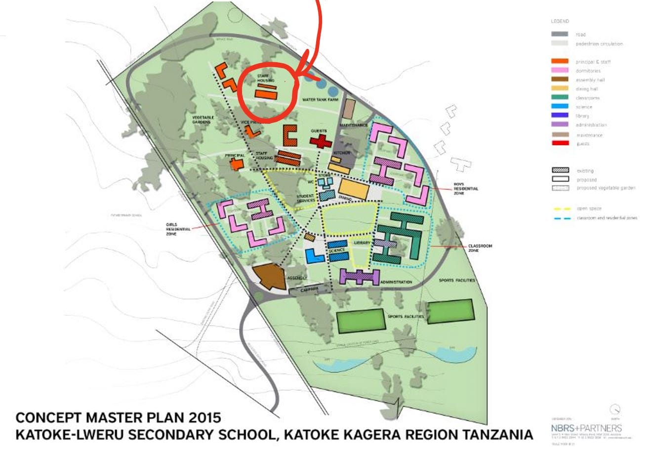 Staff flats - location in master plan